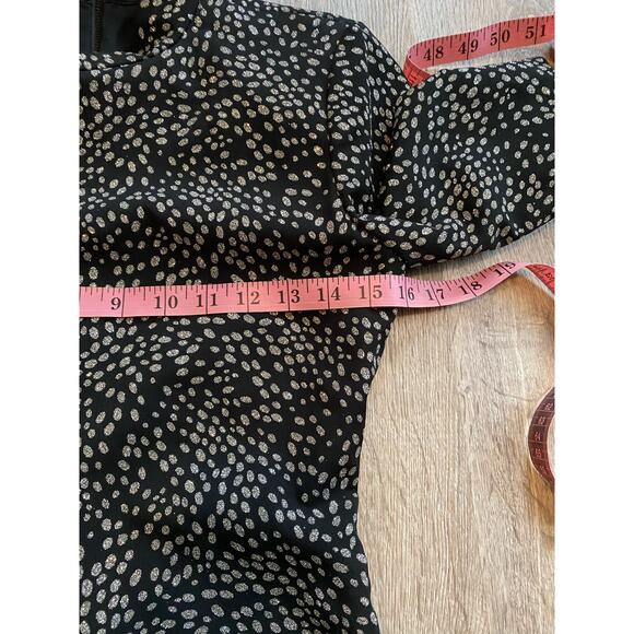 Alice + Olivia Inka Strong Shoulder Mock Neck Dress Black Silver 2 - Picture 9 of 10